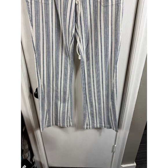 Roxy Women's Oceanside Yarn Dye Pant blue and white striped cotton/linen. - Picture 5 of 10